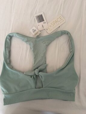 L*SPACE Mint Green Ribbed Bikini Top S NWT Tie Front Racerback